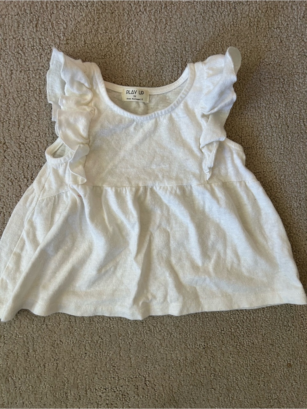 PLAY UP White flutter Ruffle Sleeve T-Shirt toddler 3T cotton